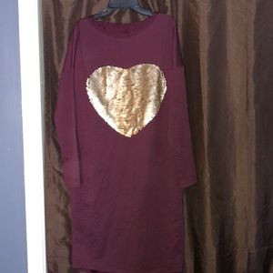 Long sleeve dress with changing heart black/gold